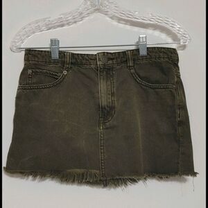 Free People Green Denim Mini Skirt Size 0